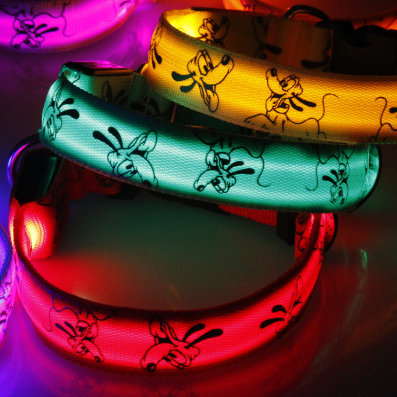 Guler de câine cu LED Lumină pentru siguranța de noapte Guler de nailon pentru animale de companie Guler luminos strălucitor Perro Luz Guler de câine strălucitor Articole electronice pentru animale de companie