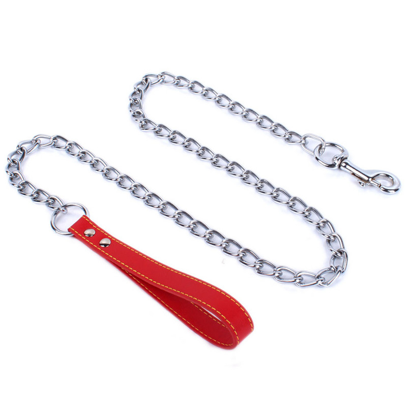 Lant de câine din metal, durabil, anti-mușcătură, pentru lanț de câine mic, mediu, mare, pentru mâner, lant din piele PU, lanț de fier, accesorii pentru animale de companie