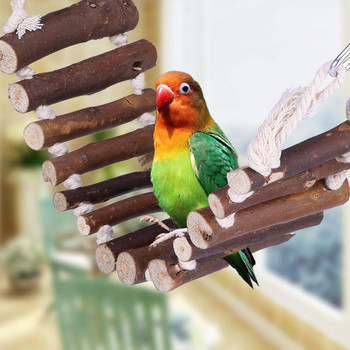 Pet Bird Parrot Ξύλινο Σχοινί Σκάλα Κρεμαστή Γέφυρα Κούνια Διακόσμηση Κλουβιού Παιχνιδιού Κρεμαστά Σκάλα Γκρι Παπαγάλος Όρθιος Χώρος Ανάπαυσης