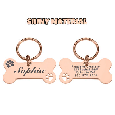 Nouă etichetă personalizată de identificare pentru animale de companie, cu gravat gratuit, breloc cu nume de identificare pentru animale de companie, pentru pisică, cățeluș, etichetă de guler de câine, breloc cu pandantiv, accesorii pentru animale de compa