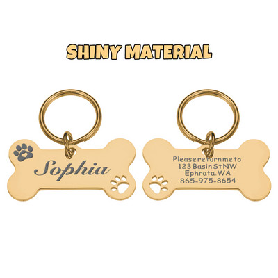 Nouă etichetă personalizată de identificare pentru animale de companie, cu gravat gratuit, breloc cu nume de identificare pentru animale de companie, pentru pisică, cățeluș, etichetă de guler de câine, breloc cu pandantiv, accesorii pentru animale de compa