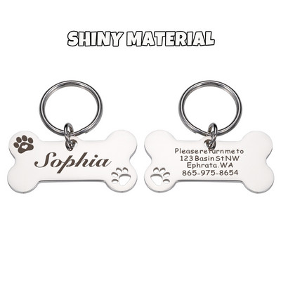 Nouă etichetă personalizată de identificare pentru animale de companie, cu gravat gratuit, breloc cu nume de identificare pentru animale de companie, pentru pisică, cățeluș, etichetă de guler de câine, breloc cu pandantiv, accesorii pentru animale de compa