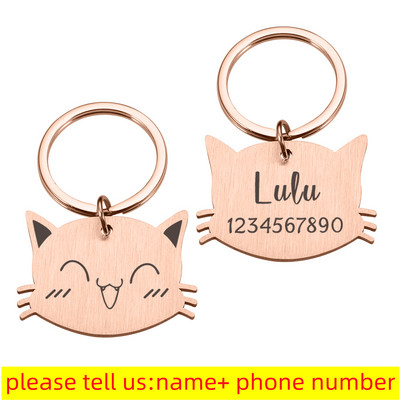 Etichete de identificare personalizate pentru animale de companie Accesorii pentru guler pentru fața de pisică drăguță Etichete pentru nume Etichete de identificare pentru guler pandantiv Etichetă anti-pierdere gravată gratuit personalizat