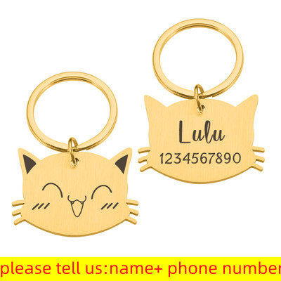Etichete de identificare personalizate pentru animale de companie Accesorii pentru guler pentru fața de pisică drăguță Etichete pentru nume Etichete de identificare pentru guler pandantiv Etichetă anti-pierdere gravată gratuit personalizat