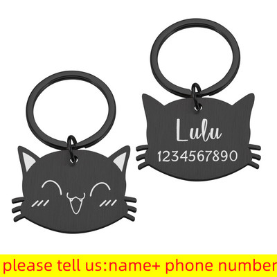 Etichete de identificare personalizate pentru animale de companie Accesorii pentru guler pentru fața de pisică drăguță Etichete pentru nume Etichete de identificare pentru guler pandantiv Etichetă anti-pierdere gravată gratuit personalizat