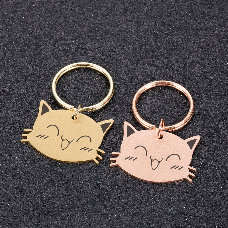 Etichete de identificare personalizate pentru animale de companie Accesorii pentru guler pentru fața de pisică drăguță Etichete pentru nume Etichete de identificare pentru guler pandantiv Etichetă anti-pierdere gravată gratuit personalizat