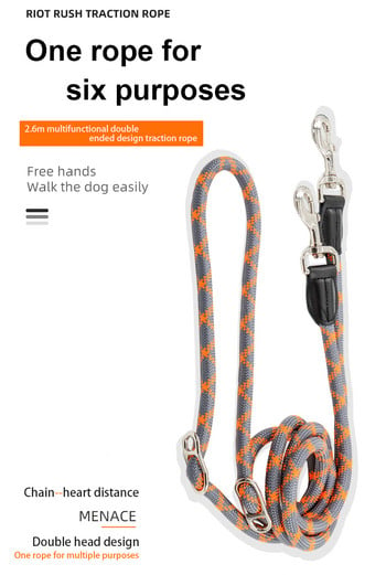 2,6M Hands Free Slip Leash Dog for Running Multifunctional Dog Training Leads Nylon Double Leash for Puppy Small & large Dog