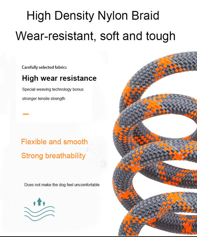 2,6 milj. brīvroku suņu siksna skriešanai, daudzfunkcionālas suņu apmācības pavadas Neilona dubultā pavada kucēniem maziem un lieliem suņiem