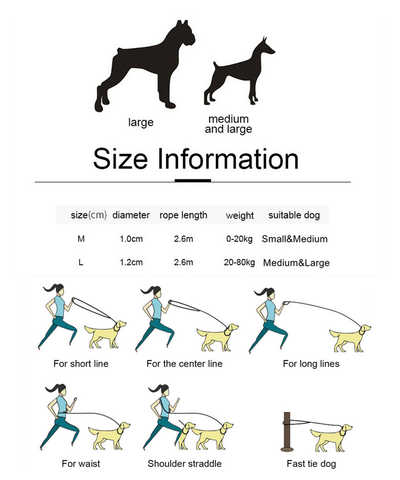 2,6 milj. brīvroku suņu siksna skriešanai, daudzfunkcionālas suņu apmācības pavadas Neilona dubultā pavada kucēniem maziem un lieliem suņiem