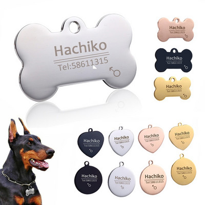Personalized Dog Tag Stainless Steel Name Engraved ID Tags For Dog Collar Anti-Lost Pet Nameplate Pendant For Pitbull Labrador