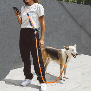 Dog Leash Hands Free Ανακλαστικά λουριά για σκύλους για περπάτημα σκύλου Σχοινάκι τρεξίματος 2,4M Long Adjustable Double Leashes Dogs Ropes