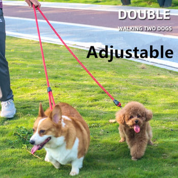 Dog Leash Hands Free Ανακλαστικά λουριά για σκύλους για περπάτημα σκύλου Σχοινάκι τρεξίματος 2,4M Long Adjustable Double Leashes Dogs Ropes