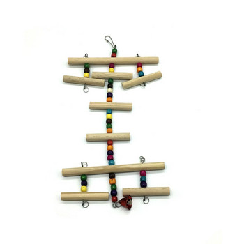 Папагал Висящи играчки за дъвчене Цветни кръгли дървени мъниста Клетка за птици Аксесоари със звънец за малък среден папагал Дропшиппинг
