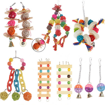 Jucării pentru papagal Păsări din lemn, suport de mestecat în picioare, jucării, minge de mărgele, inimă, în formă de stea, jucărie pentru papagal, jucării pentru păsări, accesorii, consumabile
