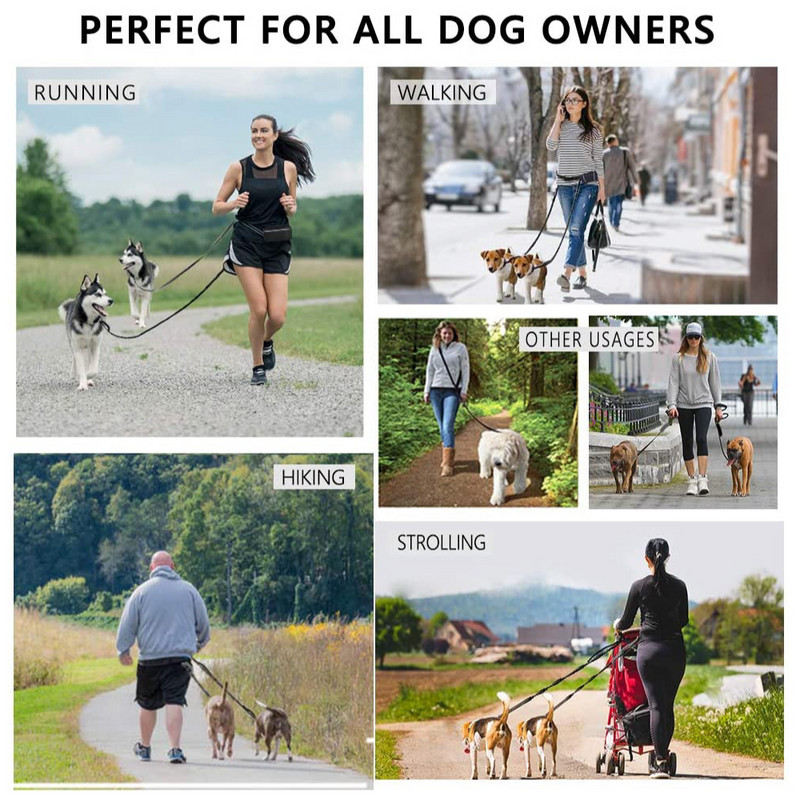 Hands Free 2 povodca za pse Bungee na uvlačenje Ljubimac koji trči Povodac oko struka za hodanje Jogging Trening Planinarenje Za velike pse Potrepštine