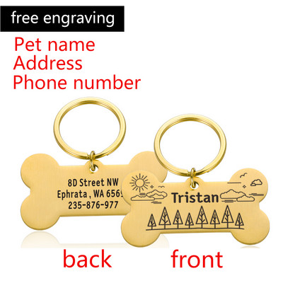 Tasuta graveerimine Lemmiklooma ID Koerasildid Võtmehoidja Lemmiklooma koera kaelarihma tarvikud Kaunistus kaelarihmad Roostevabast terasest koera lemmiklooma kohandatud sildid