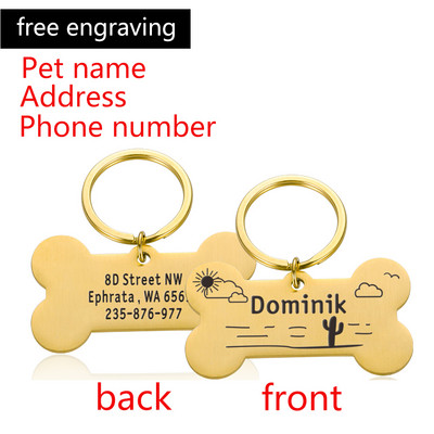 Tasuta graveerimine Lemmiklooma ID Koerasildid Võtmehoidja Lemmiklooma koera kaelarihma tarvikud Kaunistus kaelarihmad Roostevabast terasest koera lemmiklooma kohandatud sildid