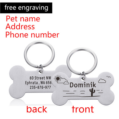 Tasuta graveerimine Lemmiklooma ID Koerasildid Võtmehoidja Lemmiklooma koera kaelarihma tarvikud Kaunistus kaelarihmad Roostevabast terasest koera lemmiklooma kohandatud sildid
