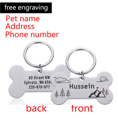 Tasuta graveerimine Lemmiklooma ID Koerasildid Võtmehoidja Lemmiklooma koera kaelarihma tarvikud Kaunistus kaelarihmad Roostevabast terasest koera lemmiklooma kohandatud sildid