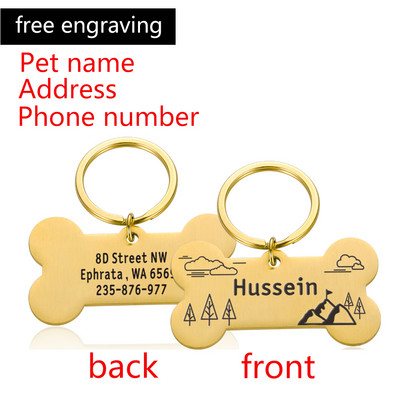 Tasuta graveerimine Lemmiklooma ID Koerasildid Võtmehoidja Lemmiklooma koera kaelarihma tarvikud Kaunistus kaelarihmad Roostevabast terasest koera lemmiklooma kohandatud sildid