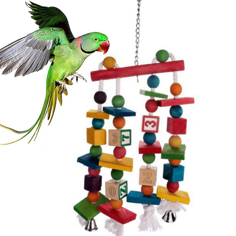 Piekārti mājdzīvnieku putnu papagaiļu bloki košļājamā koduma būra dekora statīvs šūpoles