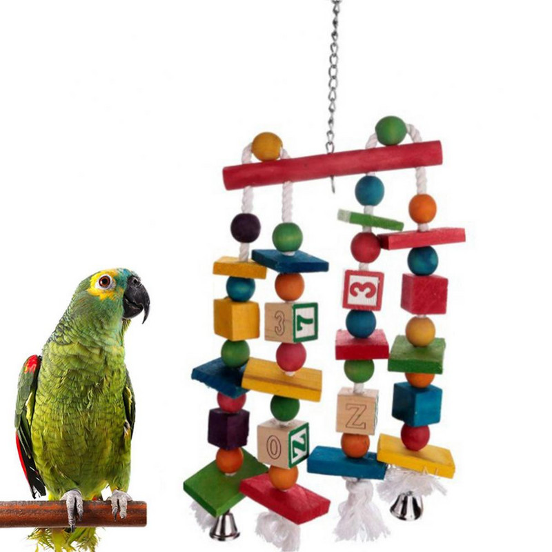 Piekārti mājdzīvnieku putnu papagaiļu bloki košļājamā koduma būra dekora statīvs šūpoles