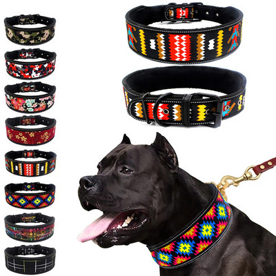 Ανακλαστικό κολάρο για κουτάβι μεγάλου σκύλου 10 χρωμάτων με ρυθμιζόμενο κολάρο κατοικίδιων με πόρπη για μικρούς μεσαίους μεγάλους σκύλους Αλυσίδα για σκύλους Pitbull Leash