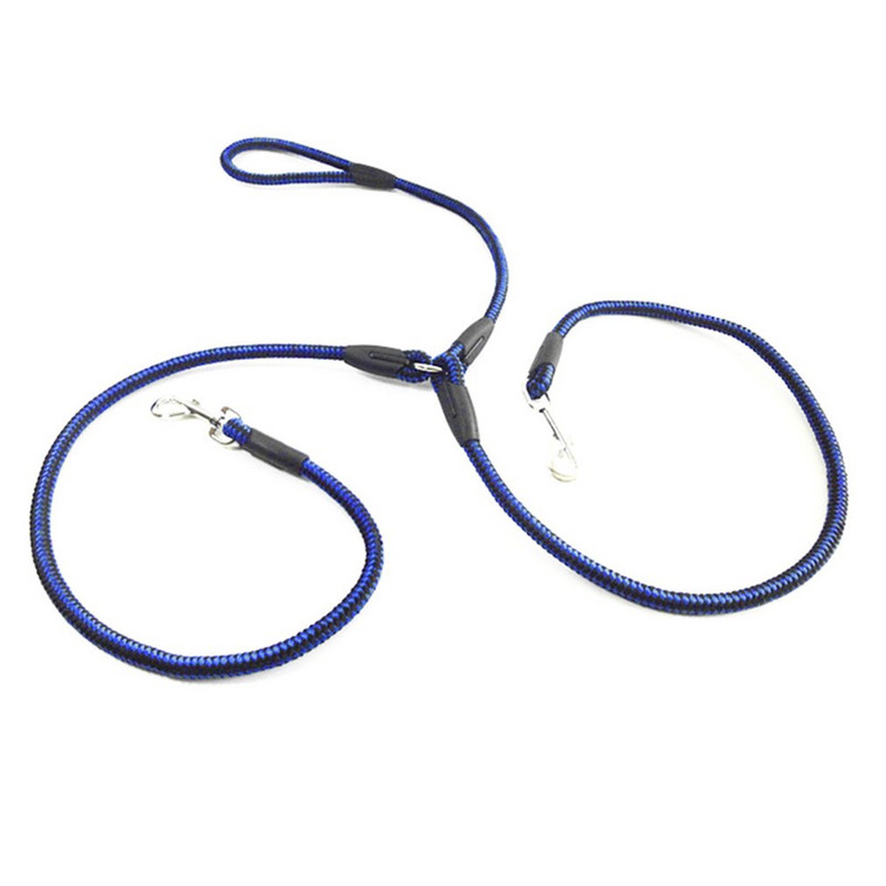 Panglică puternică din nailon Lesă dublă pentru câine O glisare împletită încurcătură pentru antrenament de mers Dimensiune reglabilă pentru siguranța animalelor de companie frânghie de tracțiune