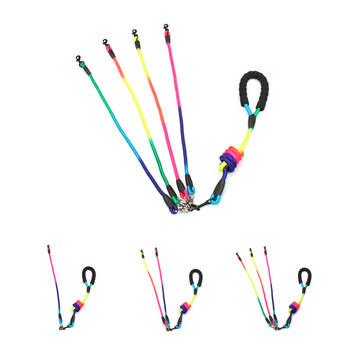 Νέα Rainbow Multi Dogs Leash Nylon Αποσπώμενη λαβή αφρού κατοικίδιων ζώων με 1 λουρί για 2 ή 3 ή 4 σκύλους Προμήθειες για σκύλους με στρογγυλό σχοινί έλξης