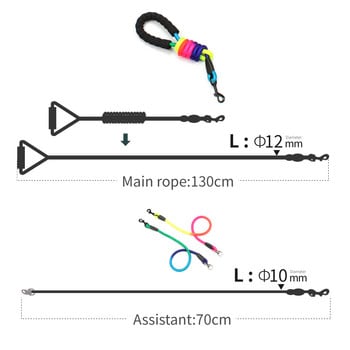 Νέα Rainbow Multi Dogs Leash Nylon Αποσπώμενη λαβή αφρού κατοικίδιων ζώων με 1 λουρί για 2 ή 3 ή 4 σκύλους Προμήθειες για σκύλους με στρογγυλό σχοινί έλξης