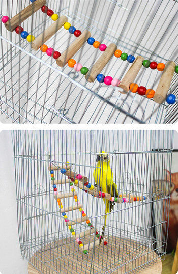 Birds Ladders for Birds Supplies Κρεμαστές πολύχρωμες μπάλες Παιχνίδια αναρρίχησης σε κλουβί Παπαγάλοι σκάλες από φυσικό ξύλο Παιχνίδια πουλιών Δωρεάν αποστολή