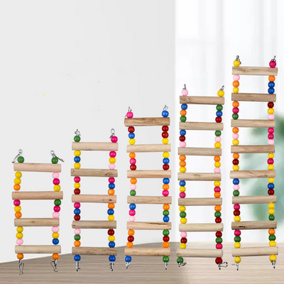 Birds Ladders for Birds Supplies Hanging Colorful Balls Climbing Cage Toys Parrots Ladders Natural Wood Bird Toys Free Shipping