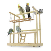 Suport de joacă pentru papagali din lemn Loc de joacă pentru păsări cu jucării cu scară Platformă de biban din lemn pentru animale de companie și pahare pentru hrănire pentru păsări Centrul de activități Life Life