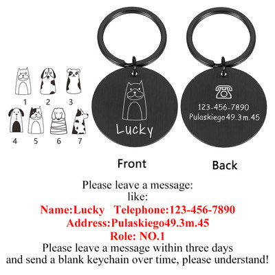 STVK Pets Id-Tag Guleruri Anti-Pierdut Câine Personalizat Cățeluș Breloc din oțel inoxidabil Gravura personalizată Etichete cu nume de câine pentru animale de companie