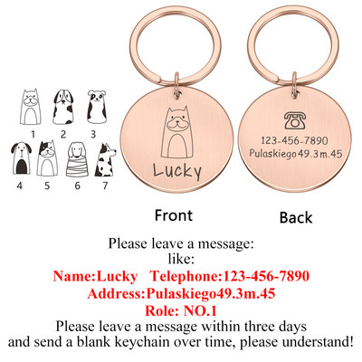 STVK Pets Id-Tag Guleruri Anti-Pierdut Câine Personalizat Cățeluș Breloc din oțel inoxidabil Gravura personalizată Etichete cu nume de câine pentru animale de companie