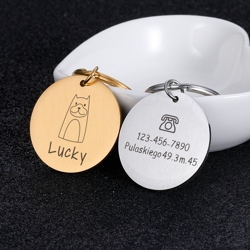 STVK Pets Id-Tag Guleruri Anti-Pierdut Câine Personalizat Cățeluș Breloc din oțel inoxidabil Gravura personalizată Etichete cu nume de câine pentru animale de companie