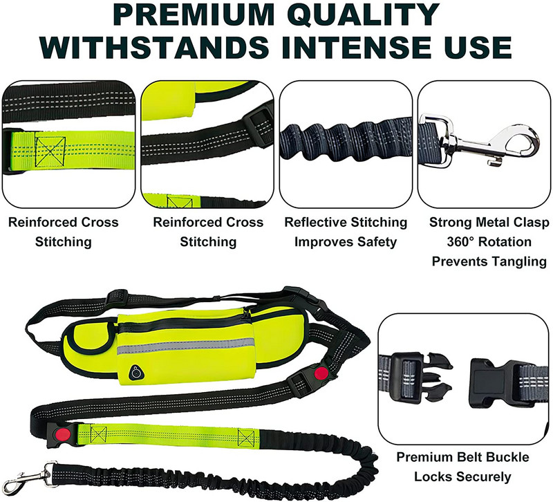 Jooksukoera jalutusrihm Nailonist käsi vabalt lemmikloomatooted Koerad rakmed kaelarihm Jooksurihm Reguleeritav vöökoht jalutusrihmad Veorihma köis