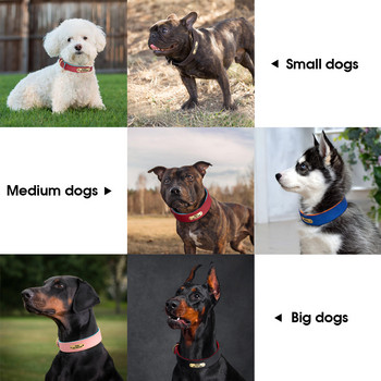 Персонализиран гравиран нашийник за кучета Кожени подплатени нашийници за кучета с персонализиран етикет за идентификационна табела 2 слоя за малки големи кучета Pitbull