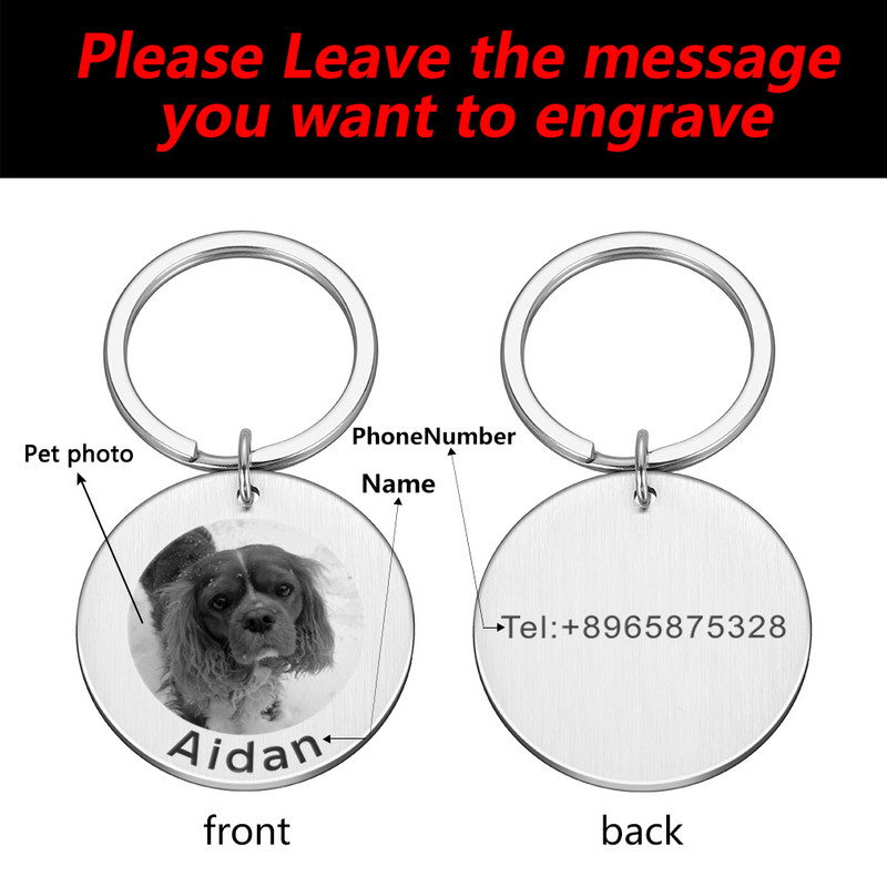 Bezmaksas gravēšana Mājas suņa birka Fotogrāfijas Kucēns Kaķis Kaķēns Suņi Apkakles Aksesuāri Suņa Vārda Fotoattēlu birkas Pielāgotas nerūsējošā tērauda ID birkas