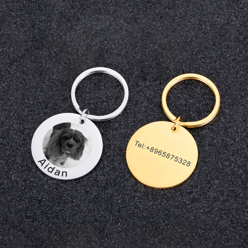 Bezmaksas gravēšana Mājas suņa birka Fotogrāfijas Kucēns Kaķis Kaķēns Suņi Apkakles Aksesuāri Suņa Vārda Fotoattēlu birkas Pielāgotas nerūsējošā tērauda ID birkas