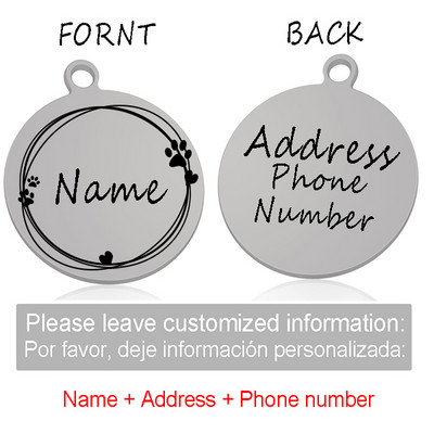 Prilagođena personalizirana ID mačka Pas Krug Oznaka Ogrlica Privjesak Gravirana ogrlica za kućne ljubimce Lanac Privjesak Pribor za naziv oznake Proizvodi