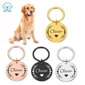 Gravura personalizată Etichete cu nume de pisică pentru animale de companie Etichetă de identificare pentru câine personalizată Accesorii pentru guler Plăcuță de identificare Breloc metal cu pandantiv anti-pierdere