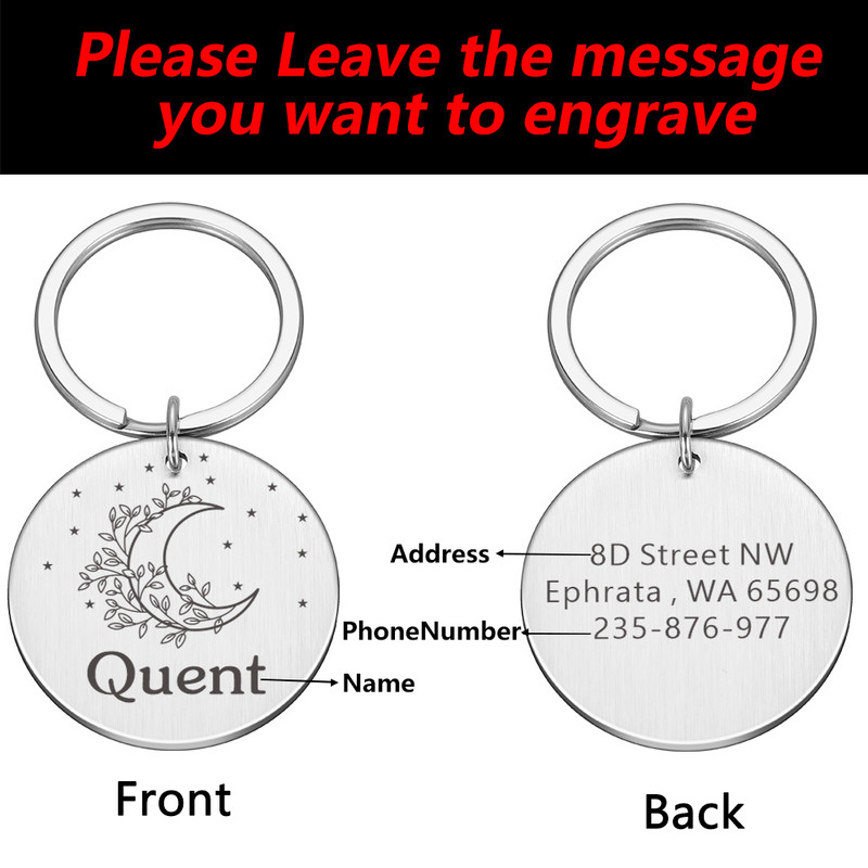 Besplatna ugravirana ID oznaka psa za kućnog ljubimca Personalizirano ime protiv gubljenja Telefon ID za kućnog ljubimca Ime Mačka Štene Psi Oznaka Privjesak Privjesak za ključeve Pribor za kućne ljubimce