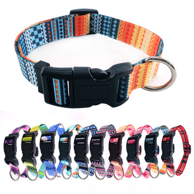 10 Styles Bohemian Pet Collars Modes apdrukātas, regulējamas kucēnu kaklasiksnas Augstas kvalitātes nacionālā stila kakla siksna vidēji lielam sunim
