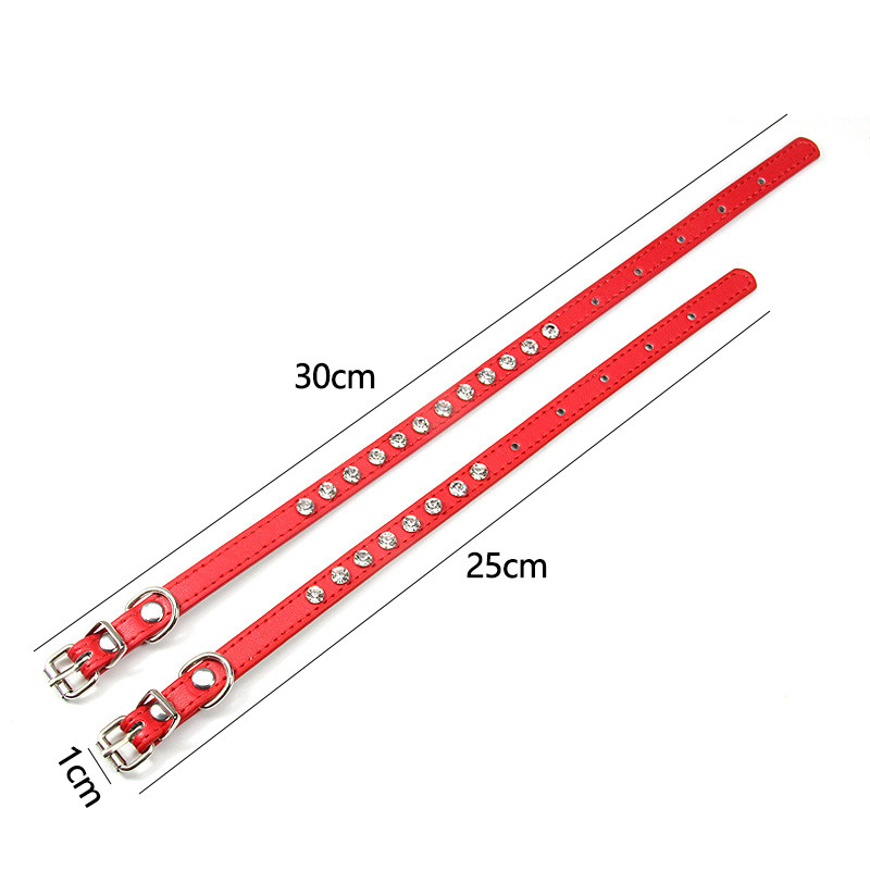 Curea de gât din piele PU cu stras cu diamante strălucitoare și colorată, sigur pentru pisică, câine, accesorii moi pentru animale de companie, accesorii XS/S
