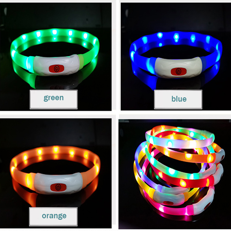 Σιλικόνη Led Dog Collar Usb Επαναφορτιζόμενο Φωτεινό κολάρο σκύλου κατά της απώλειας/ασφάλειας ατυχήματος αυτοκινήτου Φωτιστικό κολάρο για κατοικίδια για αξεσουάρ σκυλιών