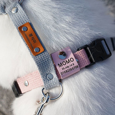 Guler personalizat etichetă de identificare pentru animale de companie, gravată din piele, nume de identificare a animalelor de companie pentru pisică, cățeluș, etichetă de câine, pandantiv breloc, plăcuță de identificare, accesorii pentru animale de compa