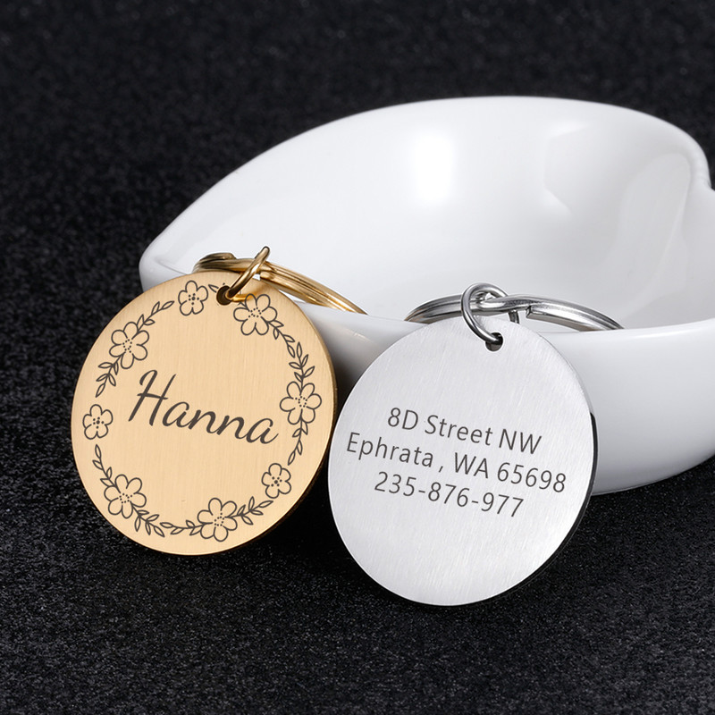 Isikupärastatud kasside kaelarihmad Koera ID sildid Tasuta graveerimine Koerad Keti nimeplaadi number Aadress Kutsika lemmikloomatarbed Dropshipping