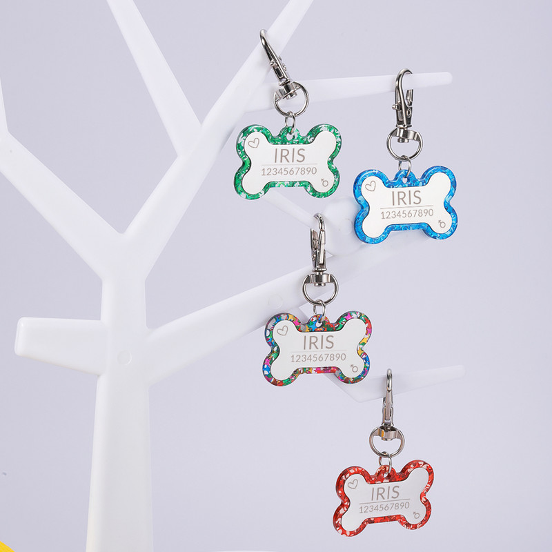 Etichetă de identificare acrilică pentru animale de companie, personalizată, pentru câine, pisică, accesorii pentru zgarda colorate, etichetă cu nume pentru animale de companie, etichete personalizate gratuite pentru gulere