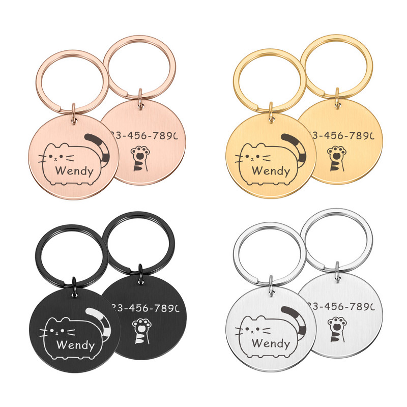 Προσαρμοσμένες ετικέτες κολάρου γάτας Περιδέραια Πινακίδα ταυτότητας Πλεξούδα για κουτάβι γατάκι κατοικίδια Αξεσουάρ Εξατομικευμένες προμήθειες για γάτες Πιάτο σκύλου